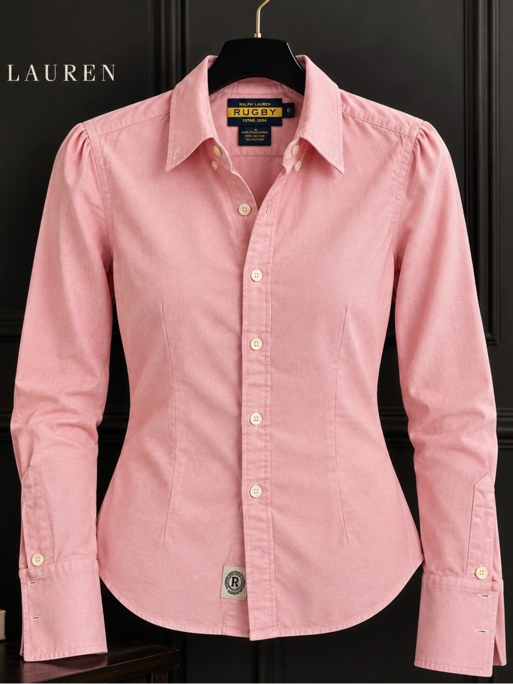 Ralph Lauren Rugby Pink Oxford Cotton Shirt Long Cuffs Size 0
